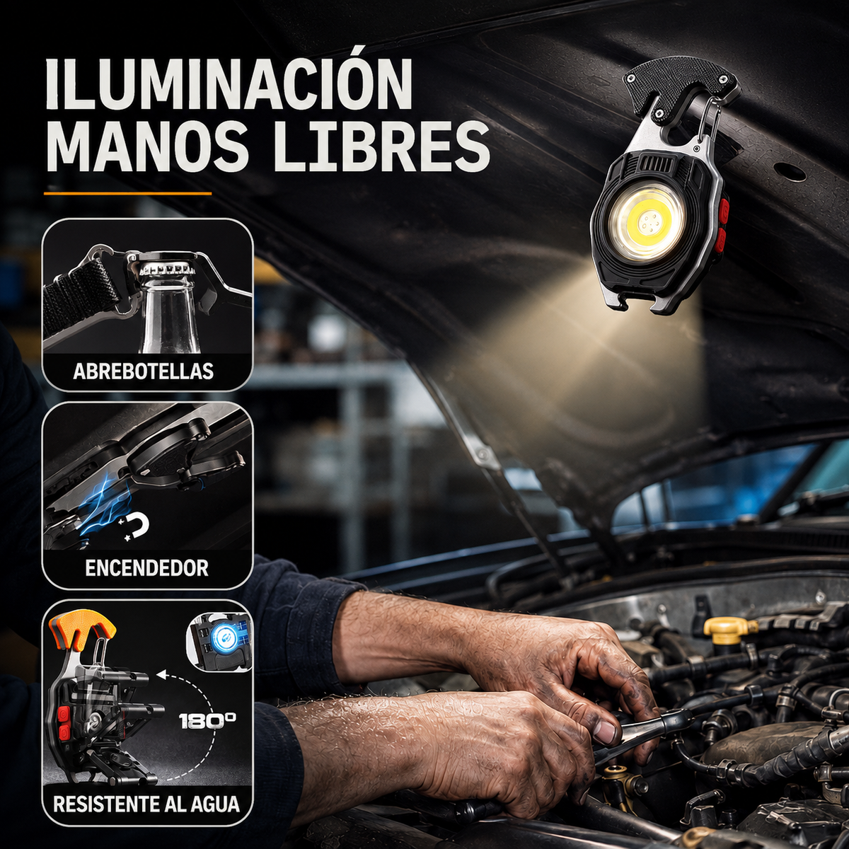 SparkGear® Llavero 8 en 1 - Todo lo que Necesitas en tu Bolsillo🔦