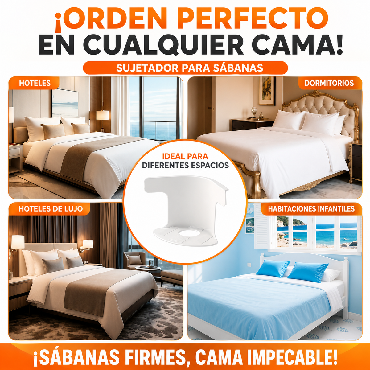 FijaSábana® Sujetador Esquinero 🛏️ — dile adiós a las sábanas que se salen