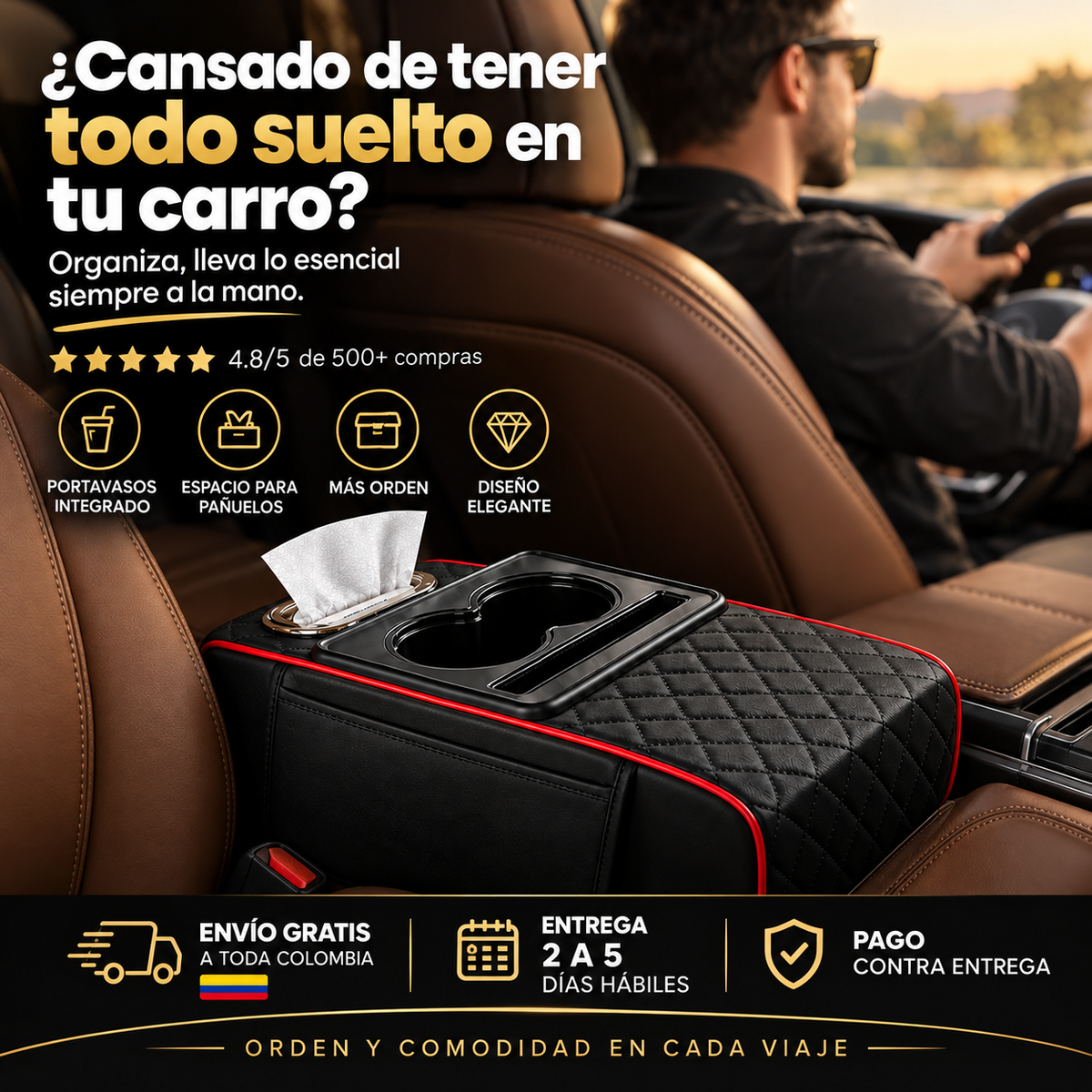 OrderCar® Organizador de Consola 🚗 — todo en su lugar, siempre a la mano