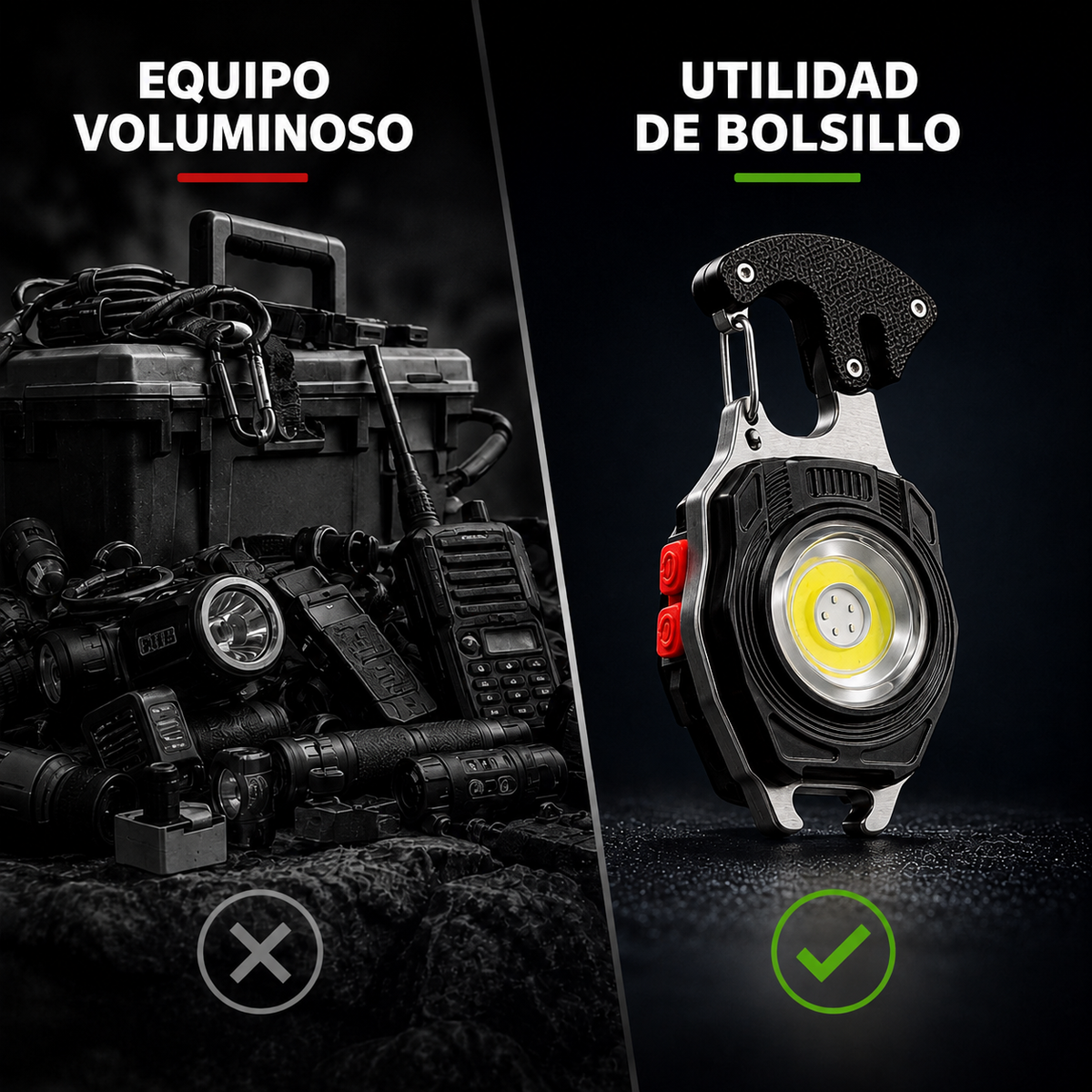 SparkGear® Llavero 8 en 1 - Todo lo que Necesitas en tu Bolsillo🔦