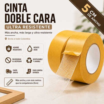 GripTech® Cinta Doble Cara Ultra Resistente 💪📏 5CM de Ancho, Máxima Calidad