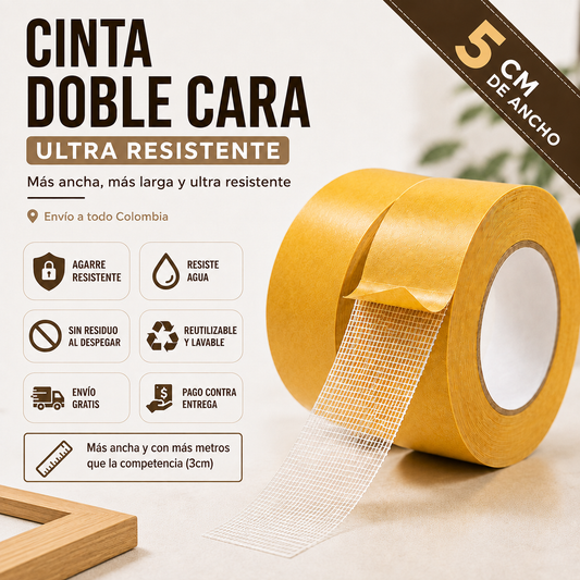 GripTech® Cinta Doble Cara Ultra Resistente 💪📏 5CM de Ancho, Máxima Calidad