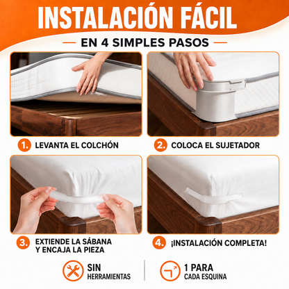 FijaSábana® Sujetador Esquinero 🛏️ — dile adiós a las sábanas que se salen